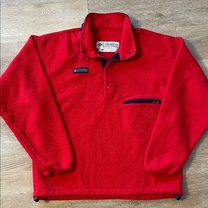 Mens Columbia Red Fleece Quarter Snap Pullover